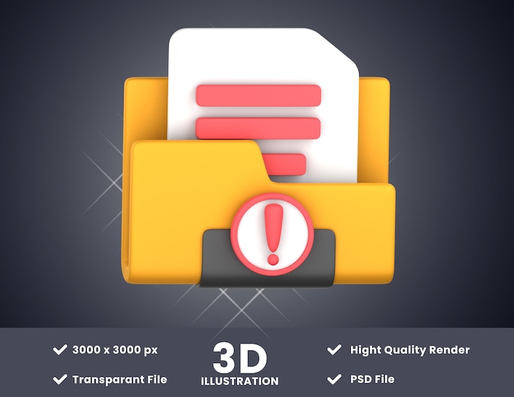 PSD virus folder3d illustration suitable for your design