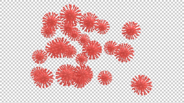 Virus isolato su sfondo trasparente illustrazione del rendering 3d