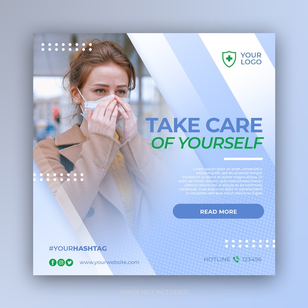 PSD virus prevention banner for social media post template