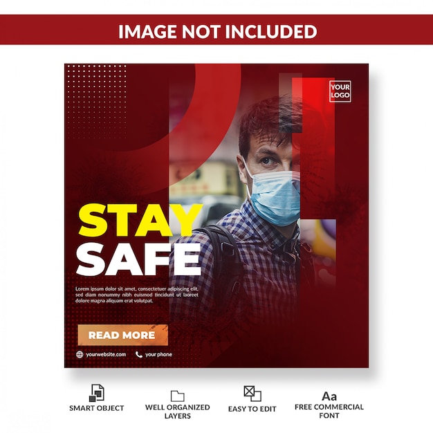 Virus warning social media square post template