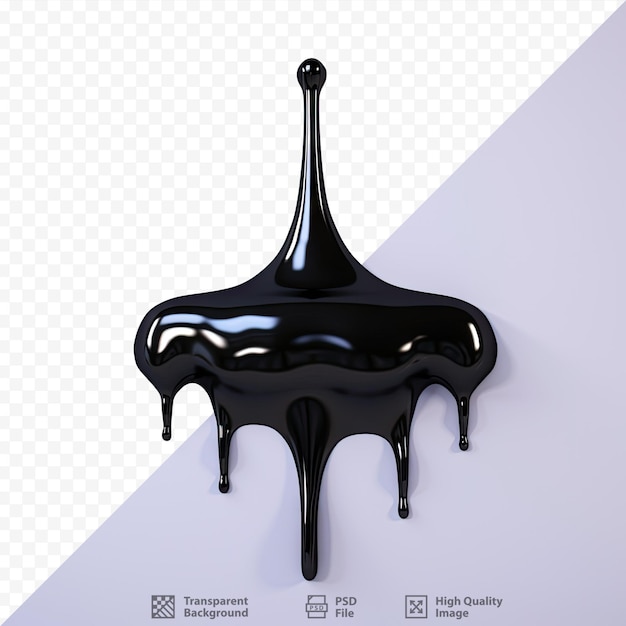 PSD viscous dark liquid dripping on transparent background