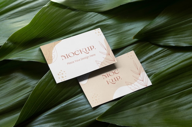 PSD visit card mock-up with green plants