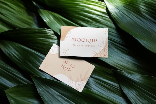 Visit card mock-up with green plants