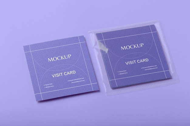 PSD visit card mockup in plastic bag