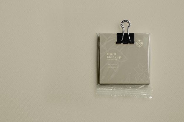 PSD visit card mockup with plastic bag