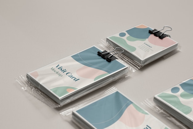 PSD visit card mockup with plastic bag