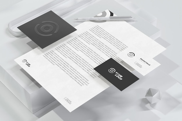 Visitekaartje met briefhoofd document branding briefpapier mockup