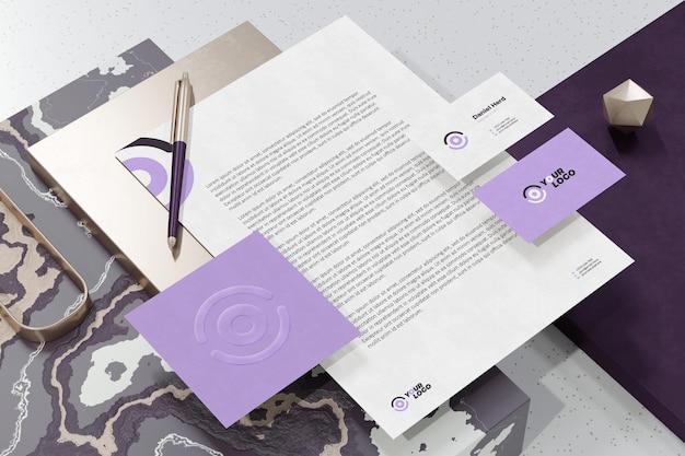 PSD visitekaartje met briefhoofd document branding briefpapier mockup