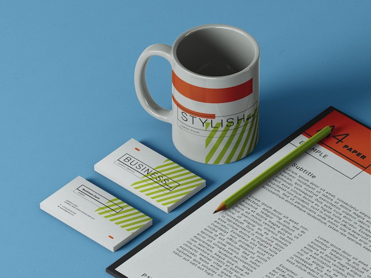 PSD visitekaartje mockup met een mok