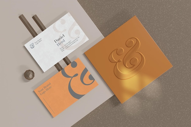 Visitekaartje mockup met logo branding showcase in 3D-rendering