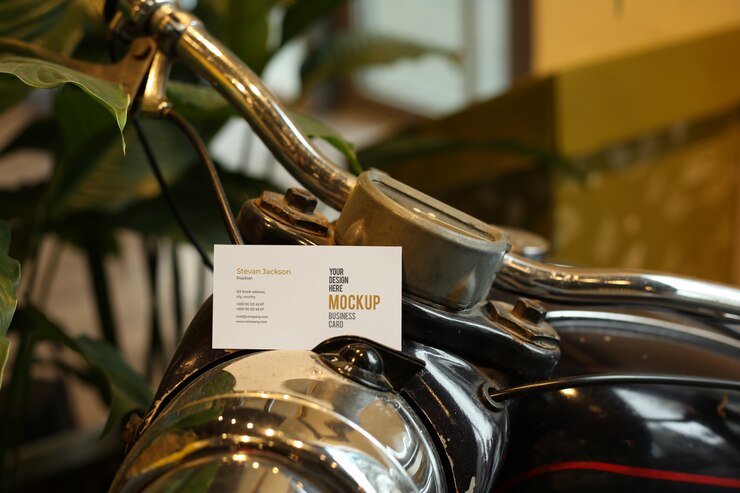 PSD visitekaartje op fiets mockup psd
