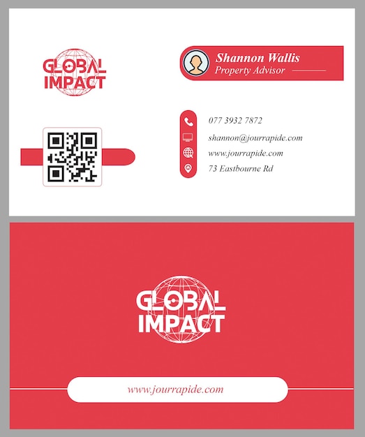 Шаблон визитной карточки с красно-белым контрастом