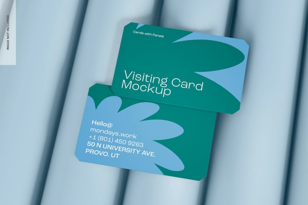 PSD visiting cards with beveled corners mockup