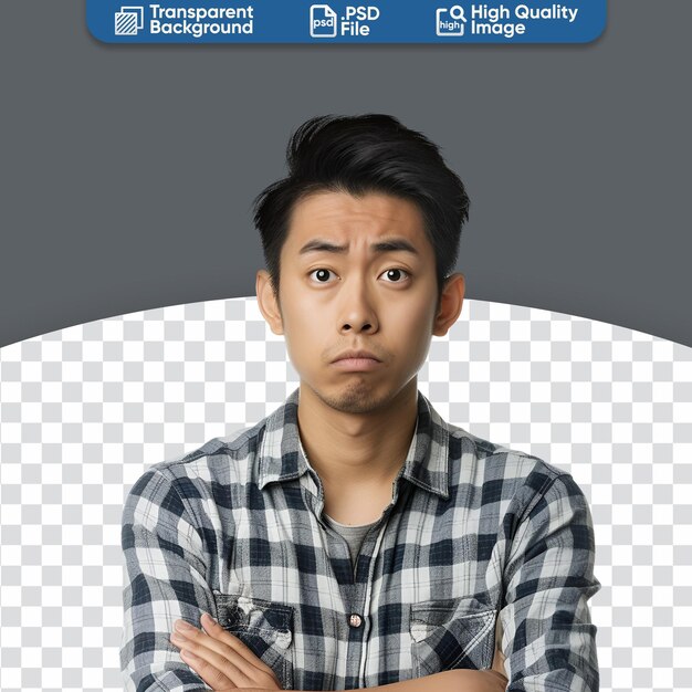 PSD visual of a nervous young man oriental