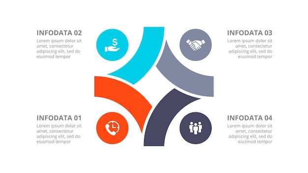 PSD visualization of a square abstract chart with 4 options infographic template