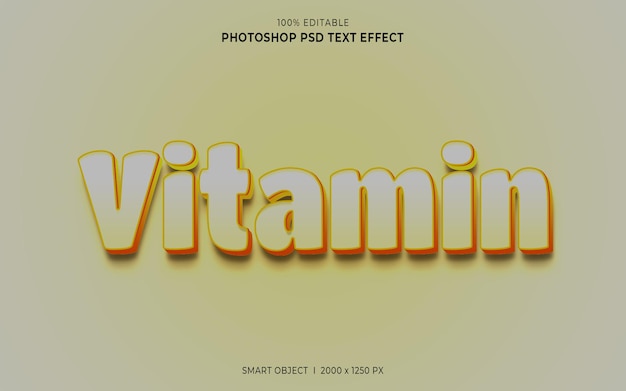 Vitamine 3d bewerkbaar psd-teksteffect