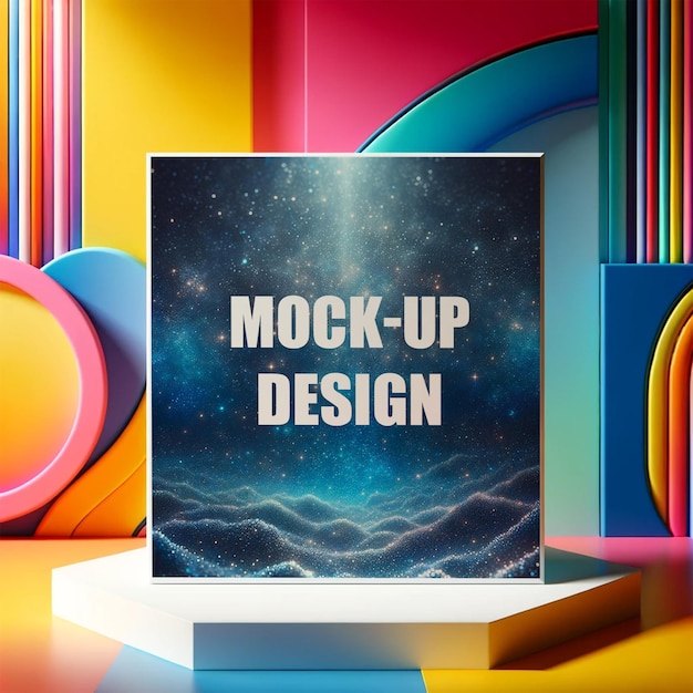 PSD vivid 3d render frame mockup display