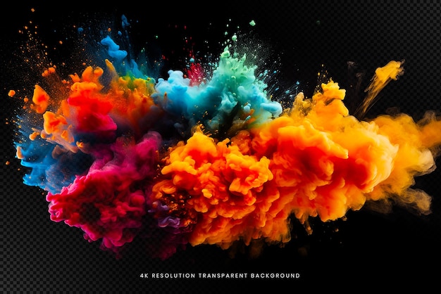 Vivid Colorful Powder Explosion on transparent background