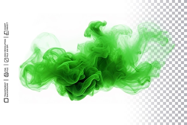 PSD vivid and evocative realistic green smoke dust without background