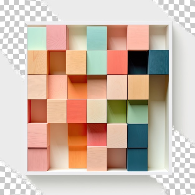 PSD vivid wooden blocks on a transparent background