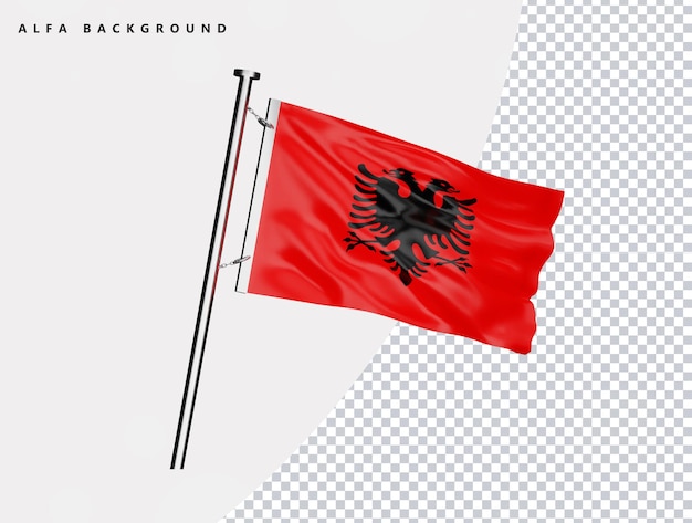 Vlag van Albanië van hoge kwaliteit in realistische 3D-weergave
