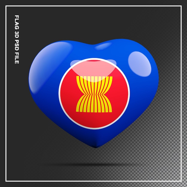 PSD vlag van asean vorm hart 3d element