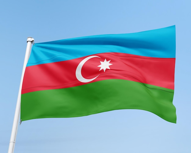 Vlag van Azerbeidzjan op blauwe lucht