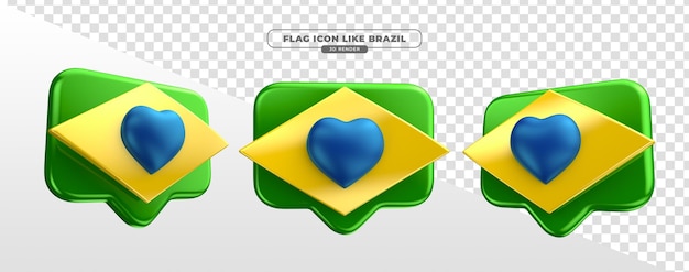 Vlag van Brazilië in het soortgelijke pictogramformaat in 3D-realistische render