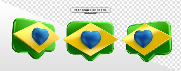 Vlag van brazilië in het soortgelijke pictogramformaat in 3d-realistische render