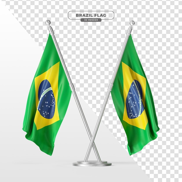 PSD vlag van brazilië met realistische paal in 3d render