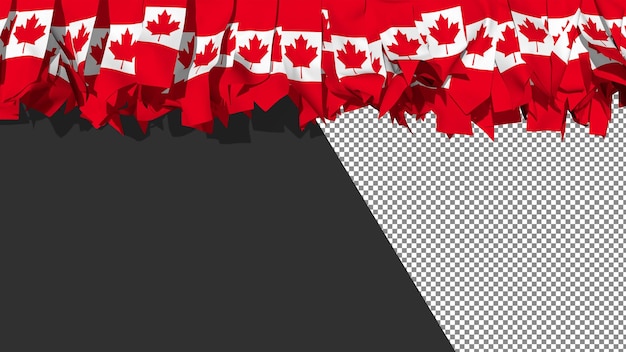 PSD vlag van canada verschillende vormen van doekstrepen die aan de bovenkant hangen 3d-rendering