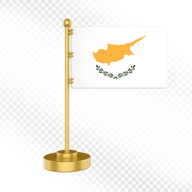 Vlag van Cyprus op gouden stand Een miniatuur embleem op tafel