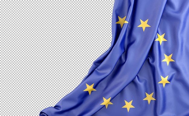 PSD vlag van de europese unie met lege ruimte aan de linkerkant geïsoleerde 3d-weergave