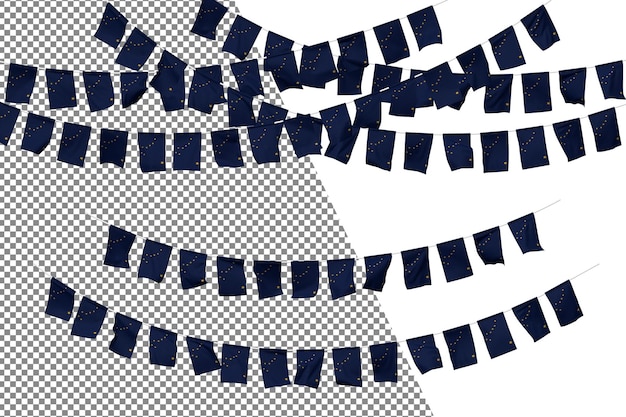 PSD vlag van de staat alaska bunting touw decoratie instellen kleine vlag viering 3d-rendering