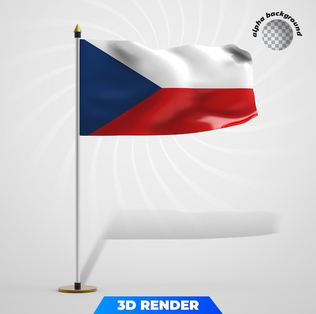 Vlag van de Tsjechische Republiek 3D-rendering