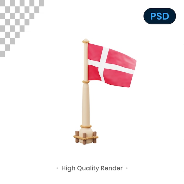 Vlag van Denemarken 3D-pictogram