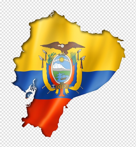 Vlag van Ecuador, driedimensionale render, geïsoleerd op wit