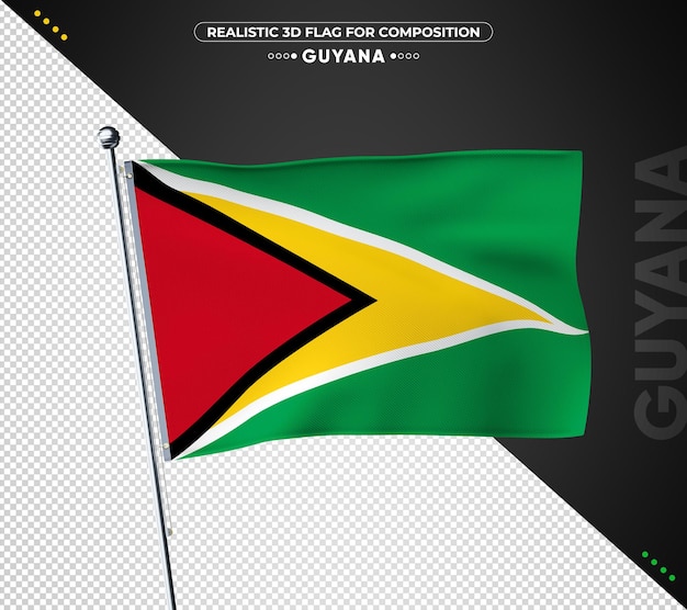 Vlag van Guyana met realistische textuur