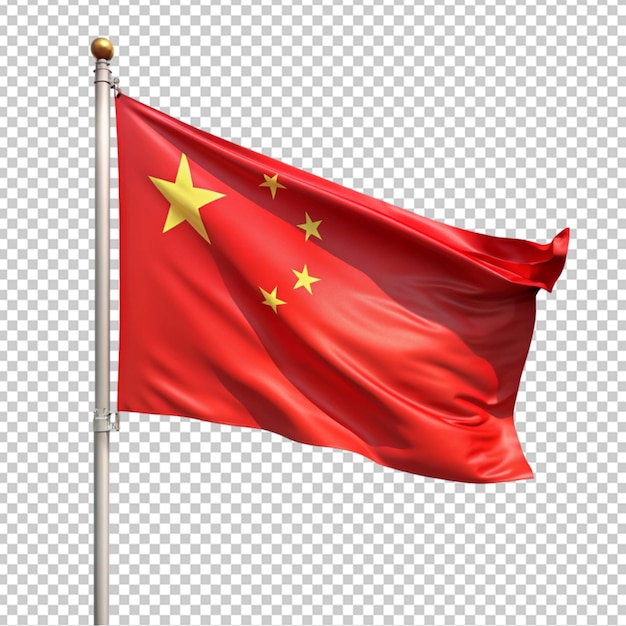 PSD vlag van het land van china geïsoleerd 3d render illustreren op transparante achtergrond