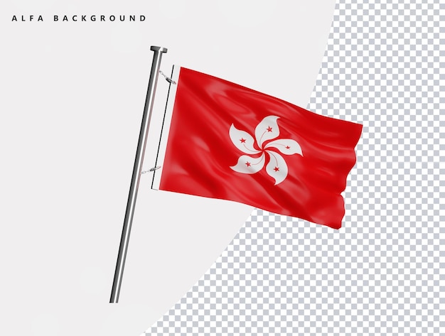 Vlag van Hongkong van hoge kwaliteit in realistische 3D-weergave