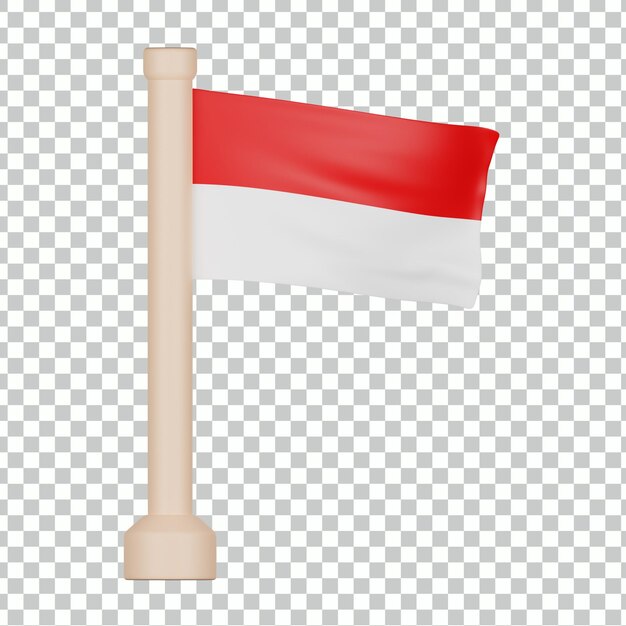 PSD vlag van indonesië 3d-pictogram