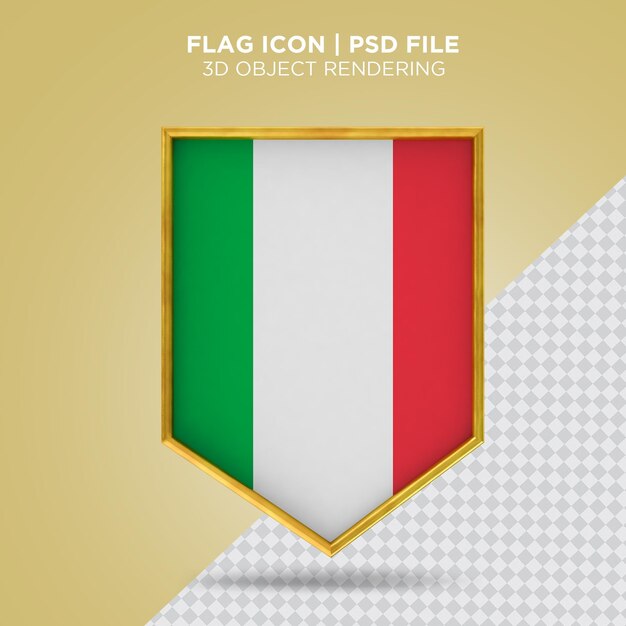 PSD vlag van italië 3d gouden frame drijvende vlag realistisch