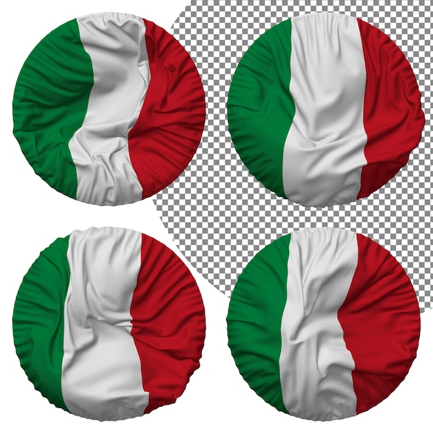 PSD vlag van italië ronde vorm geïsoleerd verschillende zwaaien stijl hobbel textuur 3d-rendering