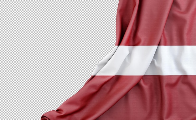 Vlag van Letland met lege ruimte aan de linkerkant Geïsoleerde 3D-weergave