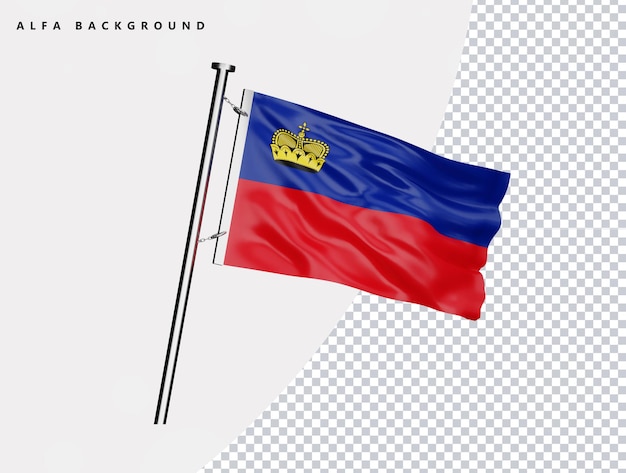 PSD vlag van liechtenstein van hoge kwaliteit in realistische 3d-weergave