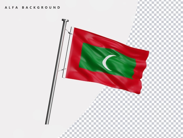 Vlag van Maldiven van hoge kwaliteit in realistische 3D-weergave
