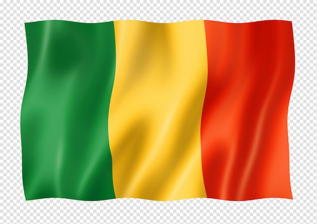 Vlag van mali op wit wordt geïsoleerd