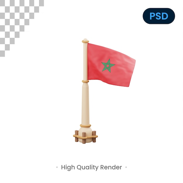 Vlag van marokko 3d-pictogram