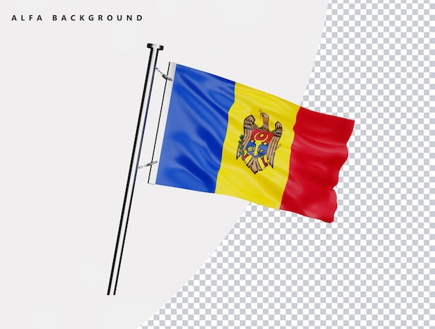 Vlag van Moldavië van hoge kwaliteit in realistische 3D-weergave