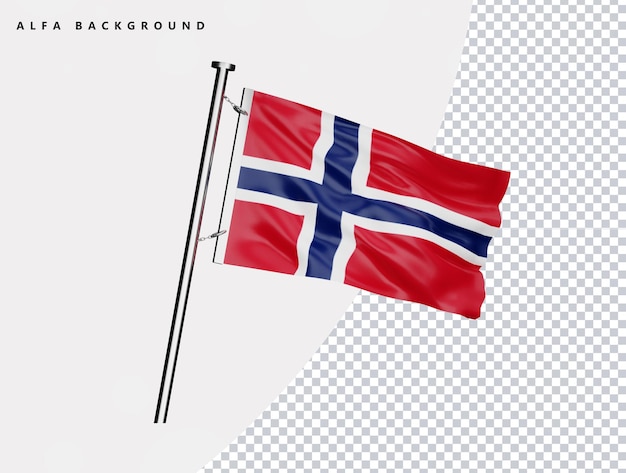 Vlag van Noorwegen van hoge kwaliteit in realistische 3D-weergave